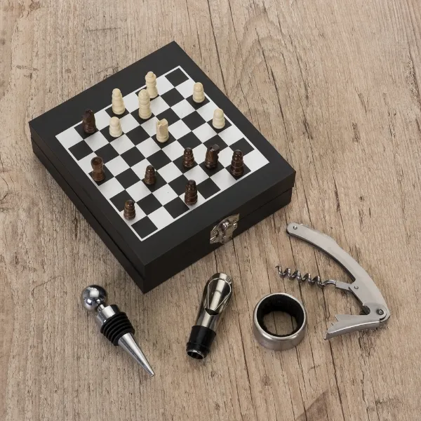 Kit Vinho Xadrez personalizado com 4 peças